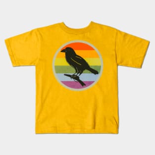 Crow Rainbow Faded Style Kids T-Shirt